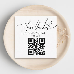 spara datum,qr-kod minimalistisk bröllop trendigt tilläggskort