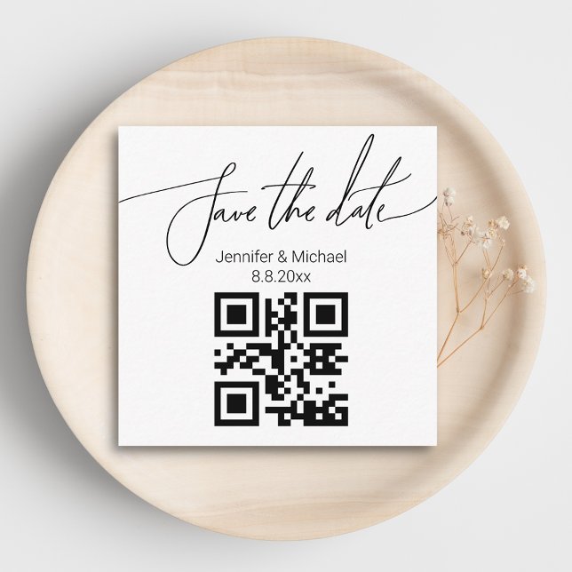 spara datum,qr-kod minimalistisk bröllop trendigt tilläggskort (Skapare uppladdad)