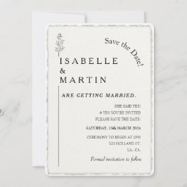 Spara datum QR-koden faux Deckled Kant Bröllop Inbjudningar