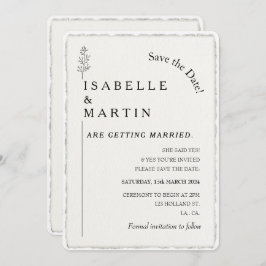 Spara datum QR-koden faux Deckled Kant Bröllop Inbjudningar