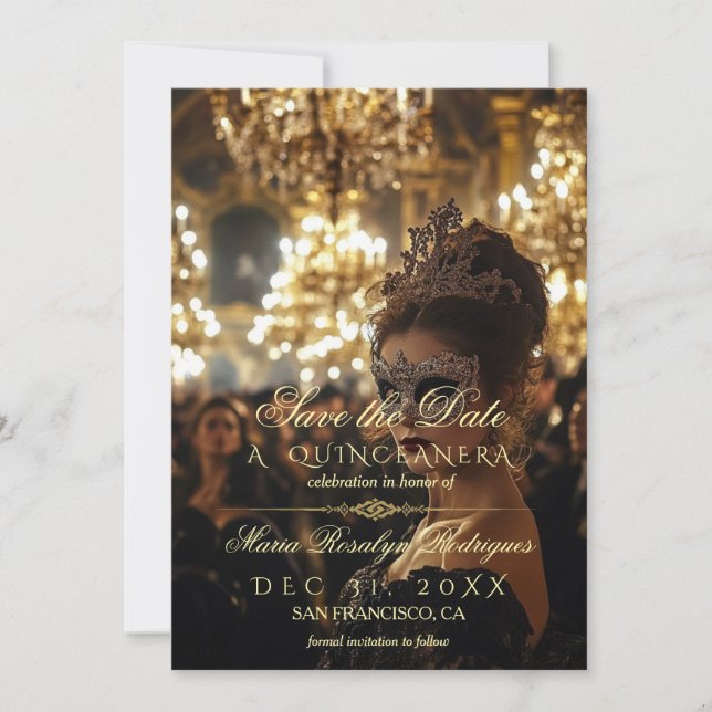 Spara datum Quinceanera Foto  Inbjudningar (Framsida)