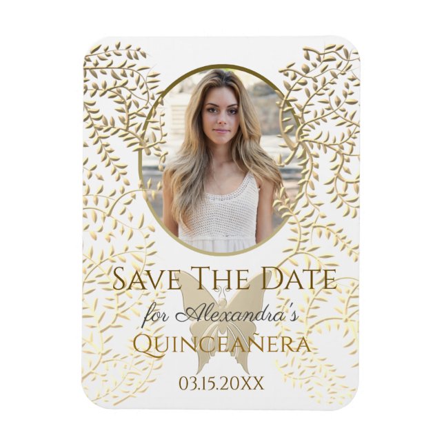 Spara datum Quinceanera i fotot Magnet (Vertikal)
