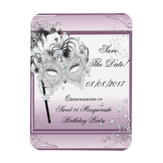 Spara datum Quinceanera Sweet 16 Maskerad Magnet (Vertikal)