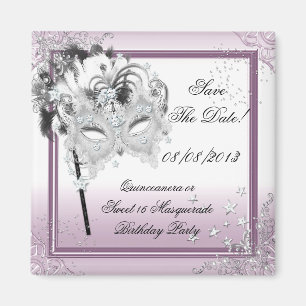 Spara datum Quinceanera Sweet 16 Masquerade Rosa Magnet