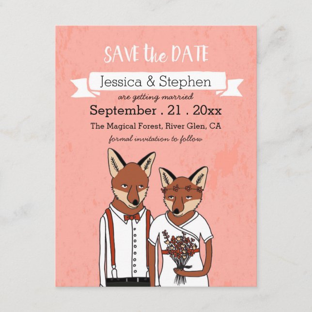 Spara datum - Rävar i kärlek kort (Framsida)