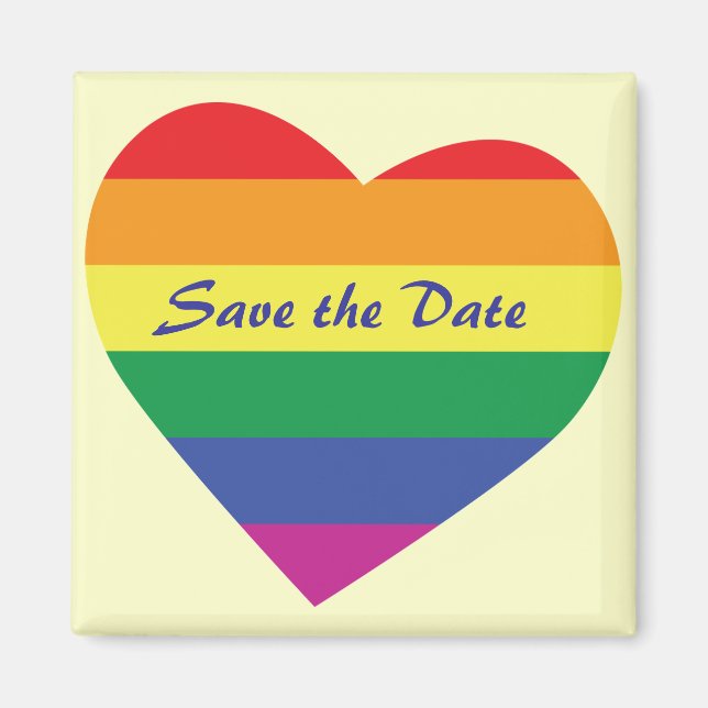 Spara datum/regnbåge Bröllop/Gay pride Magnet (Framsidan)