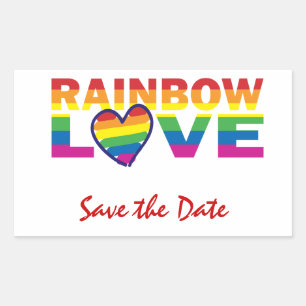 Spara datum/regnbåge Bröllop/Gay pride Rektangulärt Klistermärke