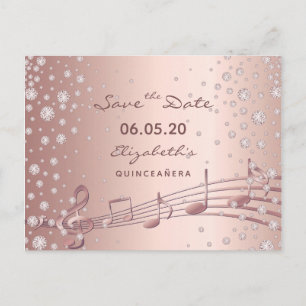 Spara datum ro guld glam Quinceañera party Vykort