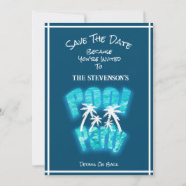 Spara datum Roligten Bassäng Party födelsedag blåt Spara Datumet