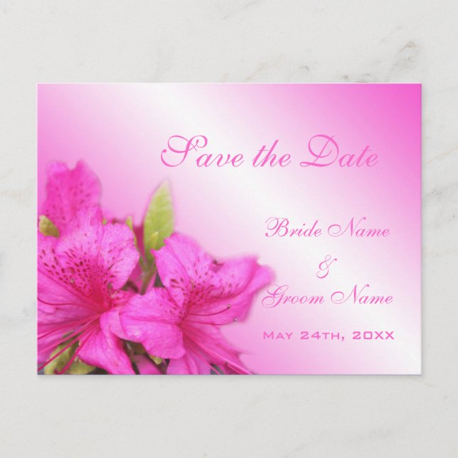 Spara datum, rosa blomfoto konst meddelande vykort (Framsida)