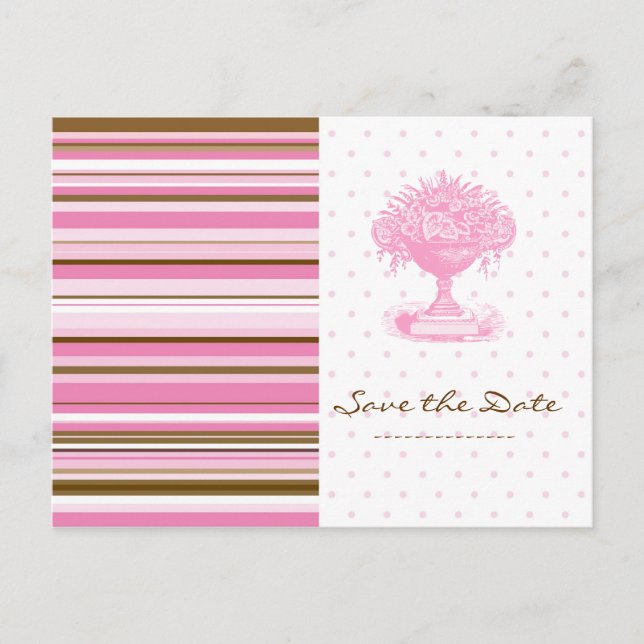 SPARA DATUM, Rosa & Brun Chic vykort (Framsida)