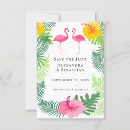 Spara datum Rosa Flamingo Tropical Bröllop Datumet