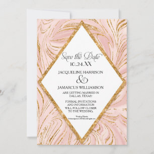 Spara datum Rosa guld falskt glitter marmor rodnad Datumet