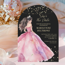Spara datum Rosa Guld Princess Quinceañera Inbjudningar