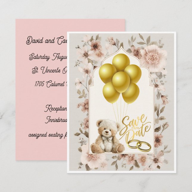 Spara datum rosa och guld kort (Fram/baksida)