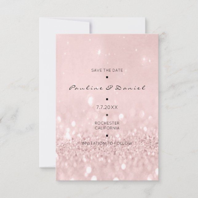 Spara datum Rosa ros Guld Glitter Datumet (Framsida)