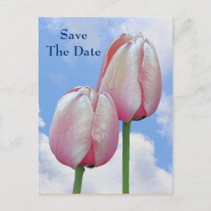 Spara datum Rosa Tulips Blå himmel-vykort Meddelande Vykort