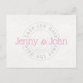 Spara datum rosa & vit syknapp vykort