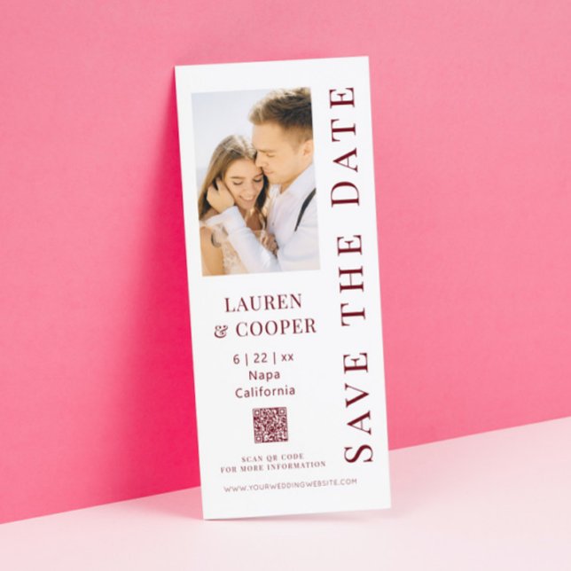 Spara datum Rosewood röd QR-kod Modern Bröllop Spara Datumet (Skapare uppladdad)