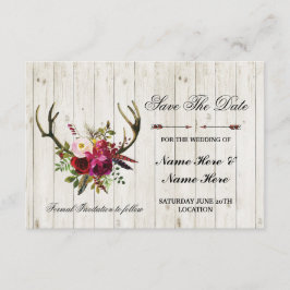 Spara datum Rustic Antlers Stag Blommigt Inbjudan