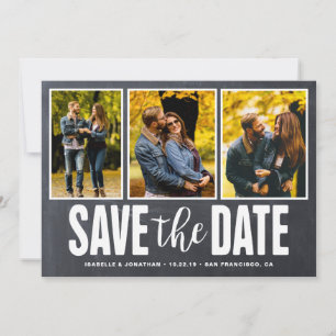 Spara datum Rustic Chalkboard 3 Photo Collage Datumet
