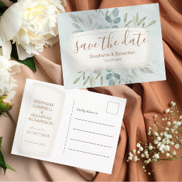 Spara datum - Rustic Watercolor Dusty Blue Announc Meddelande Vykort