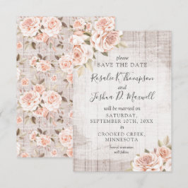 Spara datum Rustik Trä & Romantiska Rosor Kort
