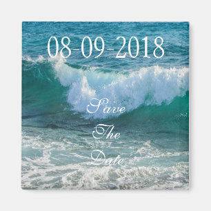 Spara datum, Sea Ocean Vågar Vatten Sunny Blue Magnet