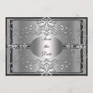 Spara datum silver elegant inbjudan