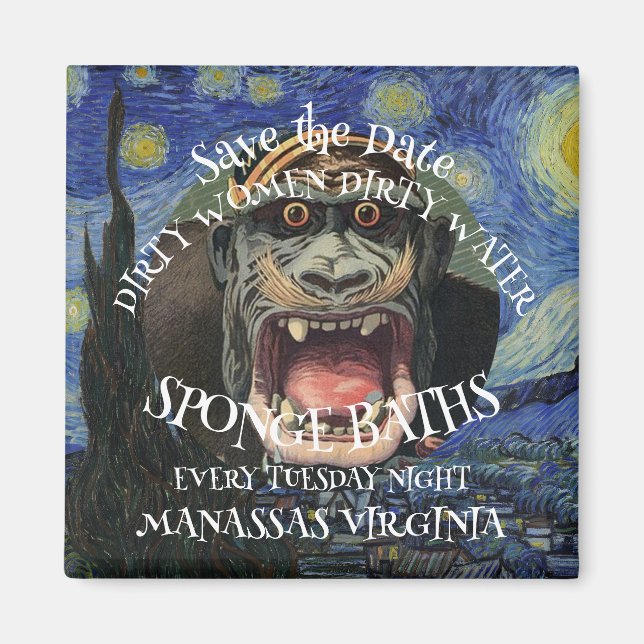 SPARA DATUM SMUTSIGA KVINNOR SVAMPBAD TISDAG MAGNET (Framsidan)