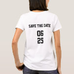 Spara datum som matchar bröllop-paret stil t shirt<br><div class="desc">Sports Stil matchande par Bride Save Date T-Shirt</div>