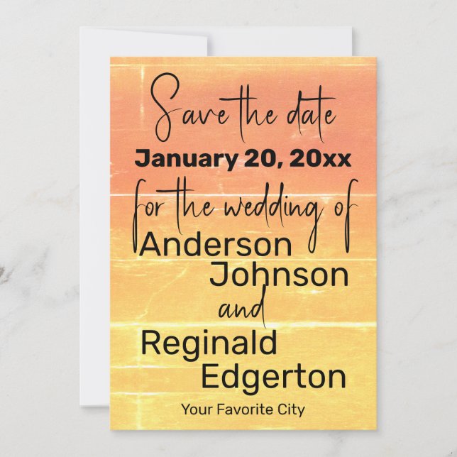 Spara datum Sommar Rustic Avslappnad Bröllop Peach Datumet (Framsida)