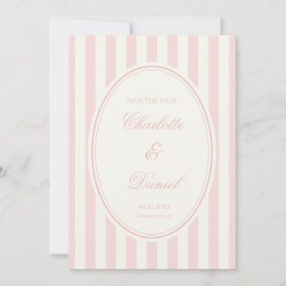 Spara datum Stripe anpassad pastellrosa Inbjudningar