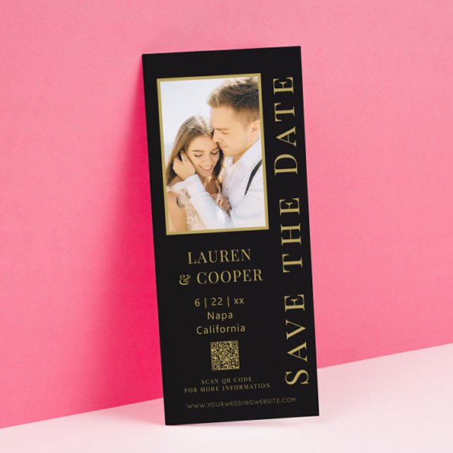 Spara datum svart guld QR-kod modern bröllopsinbju Datumet (Skapare uppladdad)