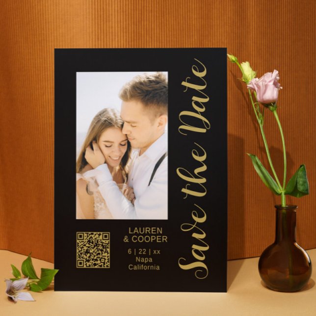 Spara datum, svart Guld-Snyggt, modern Bröllop (Skapare uppladdad)