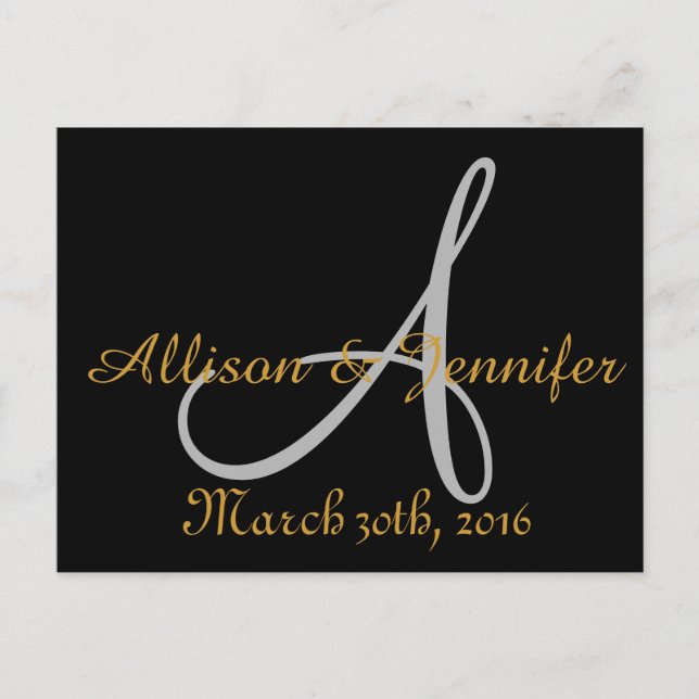 Spara datum Svart och Guld Meddelande Vykort (Framsida)