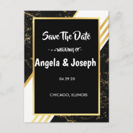 Spara datum - svart typografi med guldmarmorerade meddelande vykort