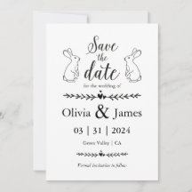 Spara datum Svarta och vita Påsk Bröllop