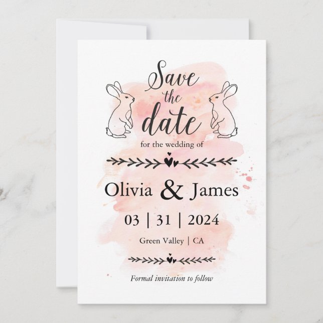 Spara datum Svarta och vita Påsk Bröllop Inbjudningar (Framsida)