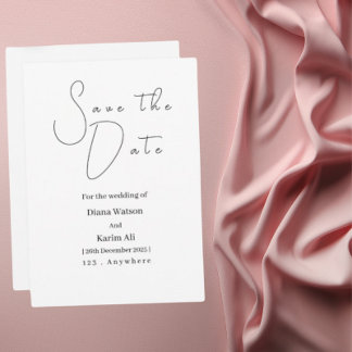 Spara datum (svartvitt) för elegant minimalistiskt inbjudningar
