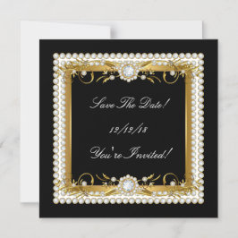 Spara datum Tillfällen Diamond Trim Guld Magnetisk Inbjudningskort