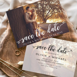 Spara datum - tomt handskrivet foto i budgeten flygblad