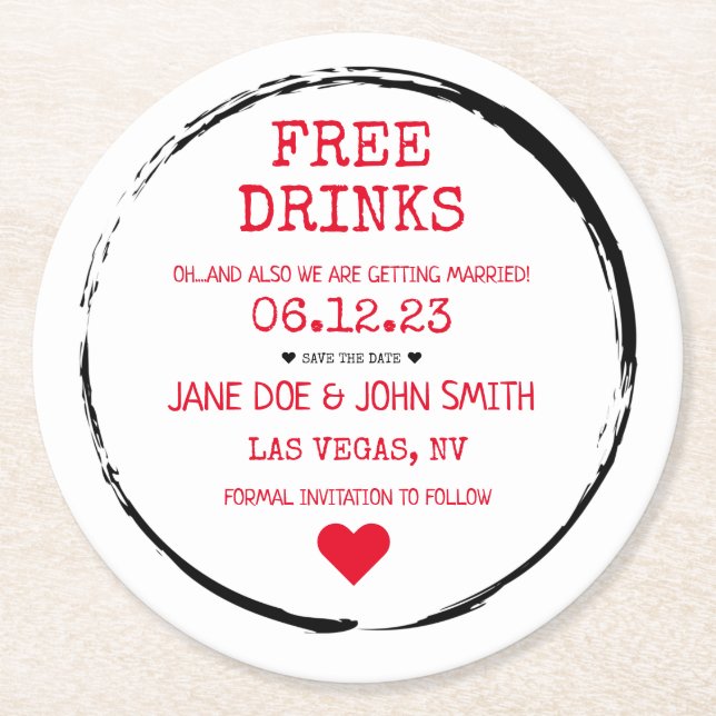 Spara datum Underlägg (röd) Papper Rund (Framsidan)