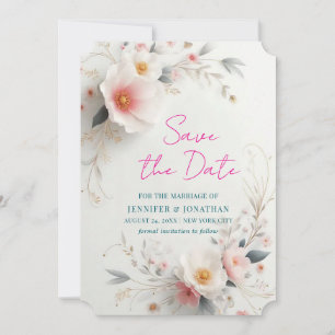 Spara Datum Vattenfärg Aquarell Blommor Skrift Datumet