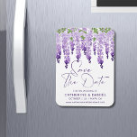 Spara datum vattenfärgen Wisteria Lilac Bröllop Magnet<br><div class="desc">Spara Datumfärgen Watercolor Wisteria Lilac Bröllop spara datum Magnets har vattenfärgsblommor i mjuk lilak,  lavender och lila med grönt löv på vit bakgrund med Spara datuminformationen nedan. Anpassa genom att redigera texten i textrutorna. Designad för dig ©Evco Studio www.zazzle.com/store/evcostudio</div>