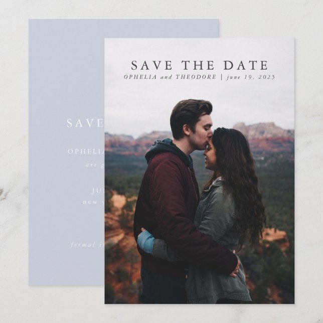 Spara datum Vildblomma Blå Akvarell Elegant Inbjudningar (Fram/baksida)