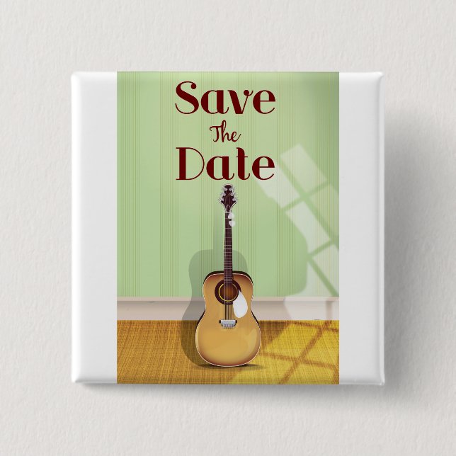 Spara datum Vintage Akustisk Gitarr Knapp (Framsida)