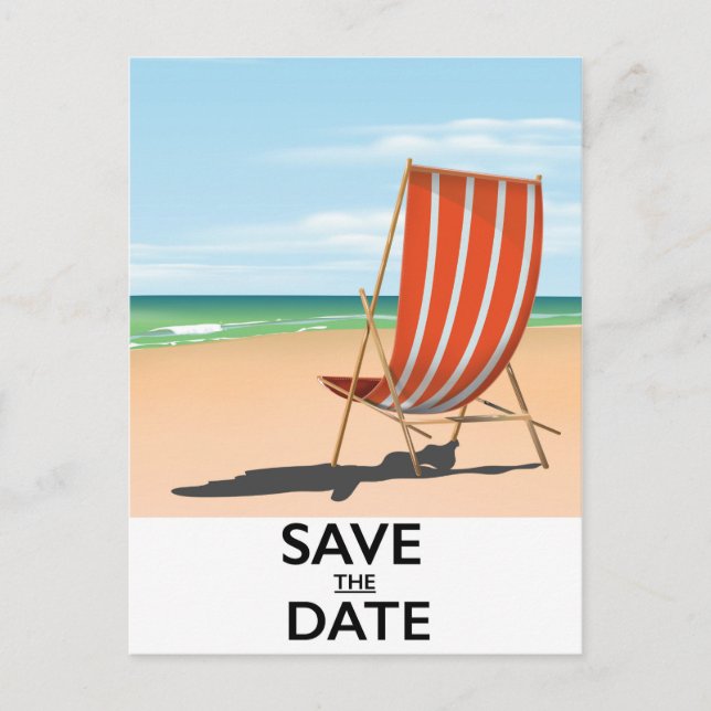 Spara datum vintage beach plakat meddelande vykort (Framsida)