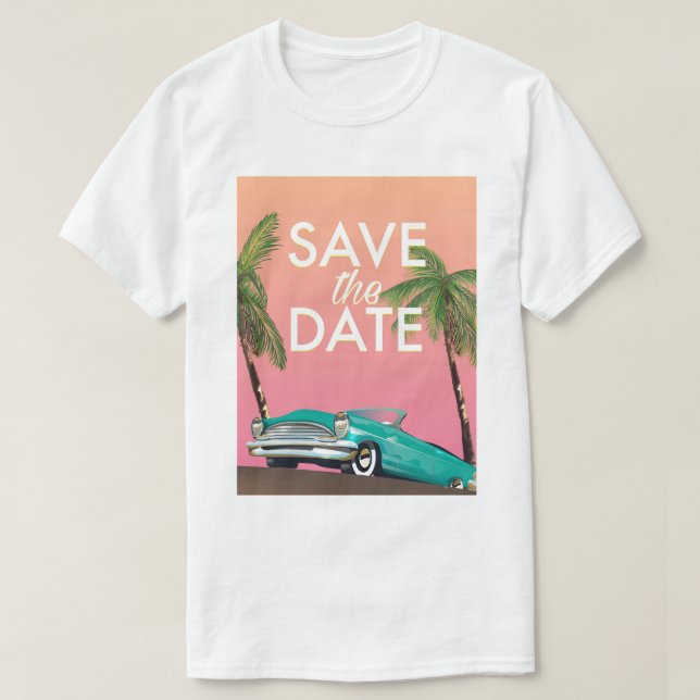 Spara datum Vintage cabriolet bil T Shirt (Design framsida)