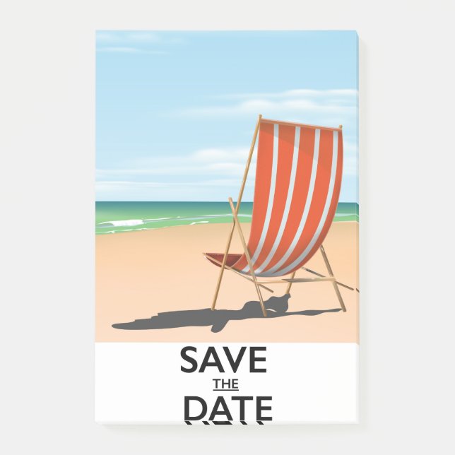 Spara datum vintage strandaffisch post-it block (Framsida)